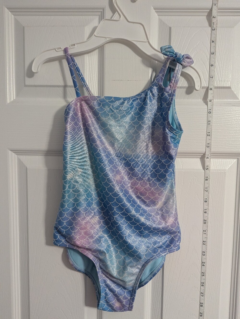 Girls' Blue Purple Mermaid-Print One-Piece Swimsuit